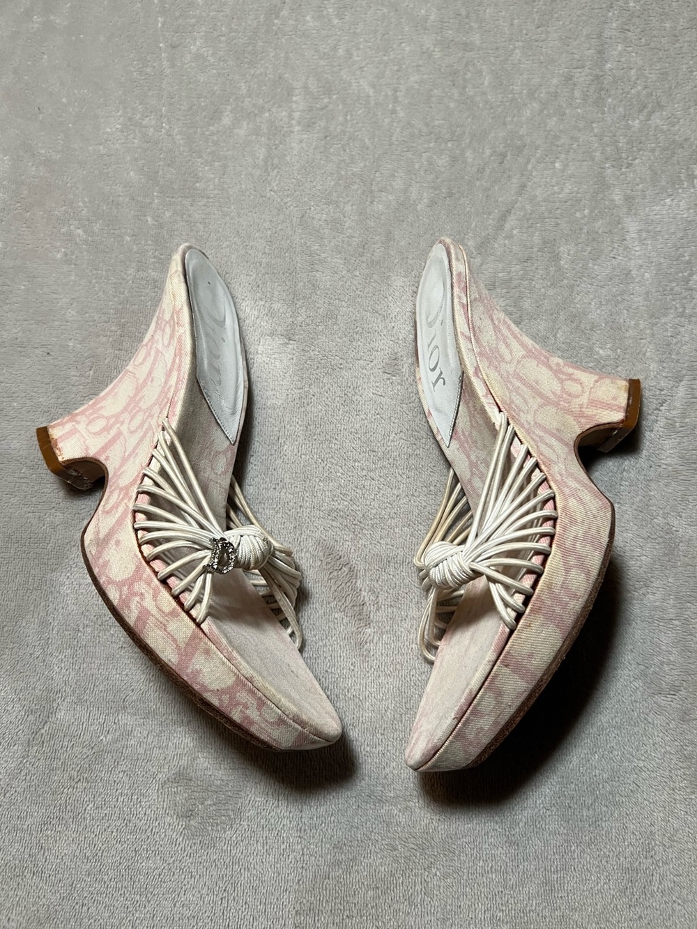 Christian Dior Vintage Pink Monogram Girly Heels Wedges - Picture 4 of 6